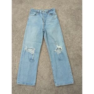 Levi's Jeans Womens 29x27‎ Blue Ribcage Straight Ankle Button Fly Distressed 90s